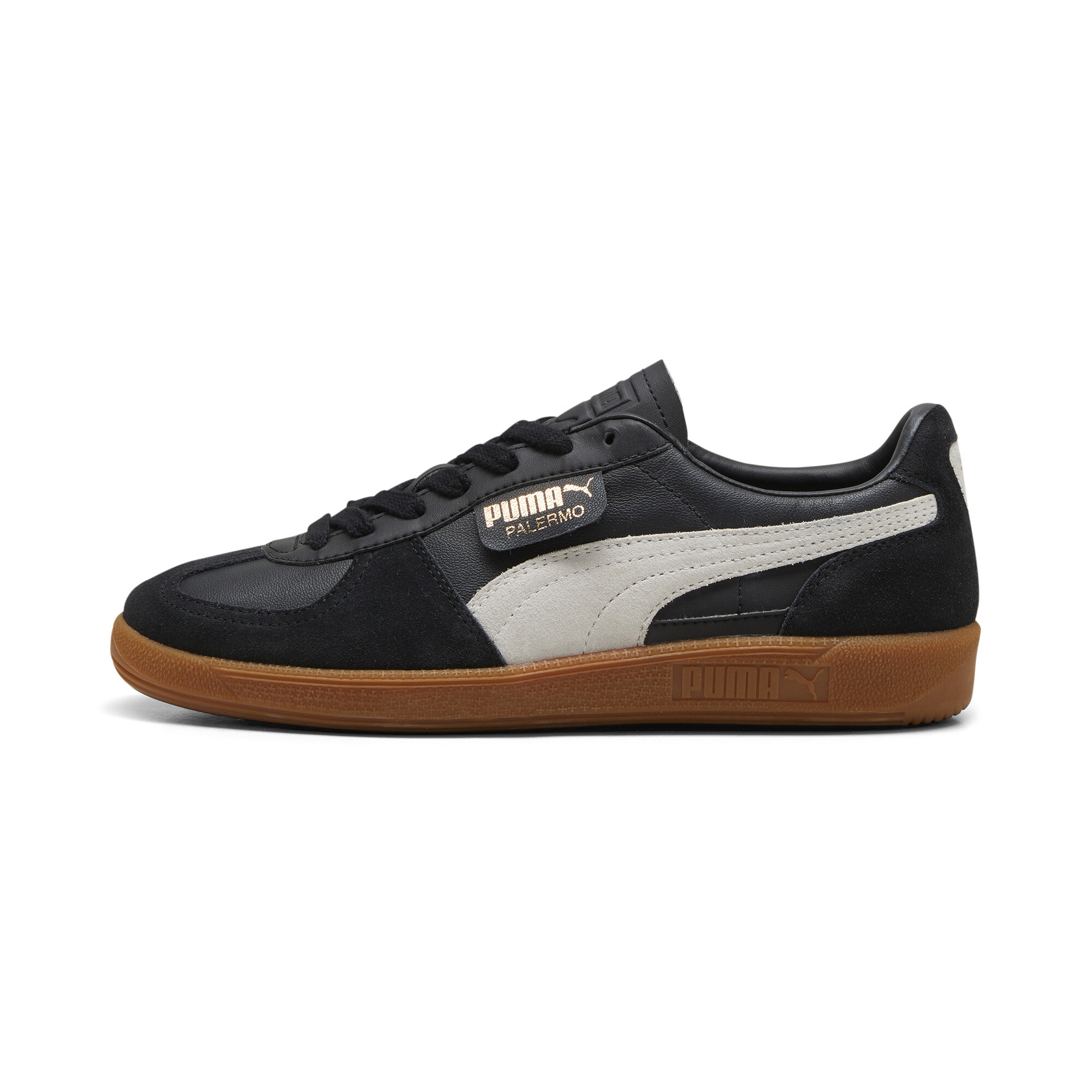 PUMA Palermo Leather Sneakers Unisex, Schuhe, Schwarz/Feather Grau/Gum, 42.5