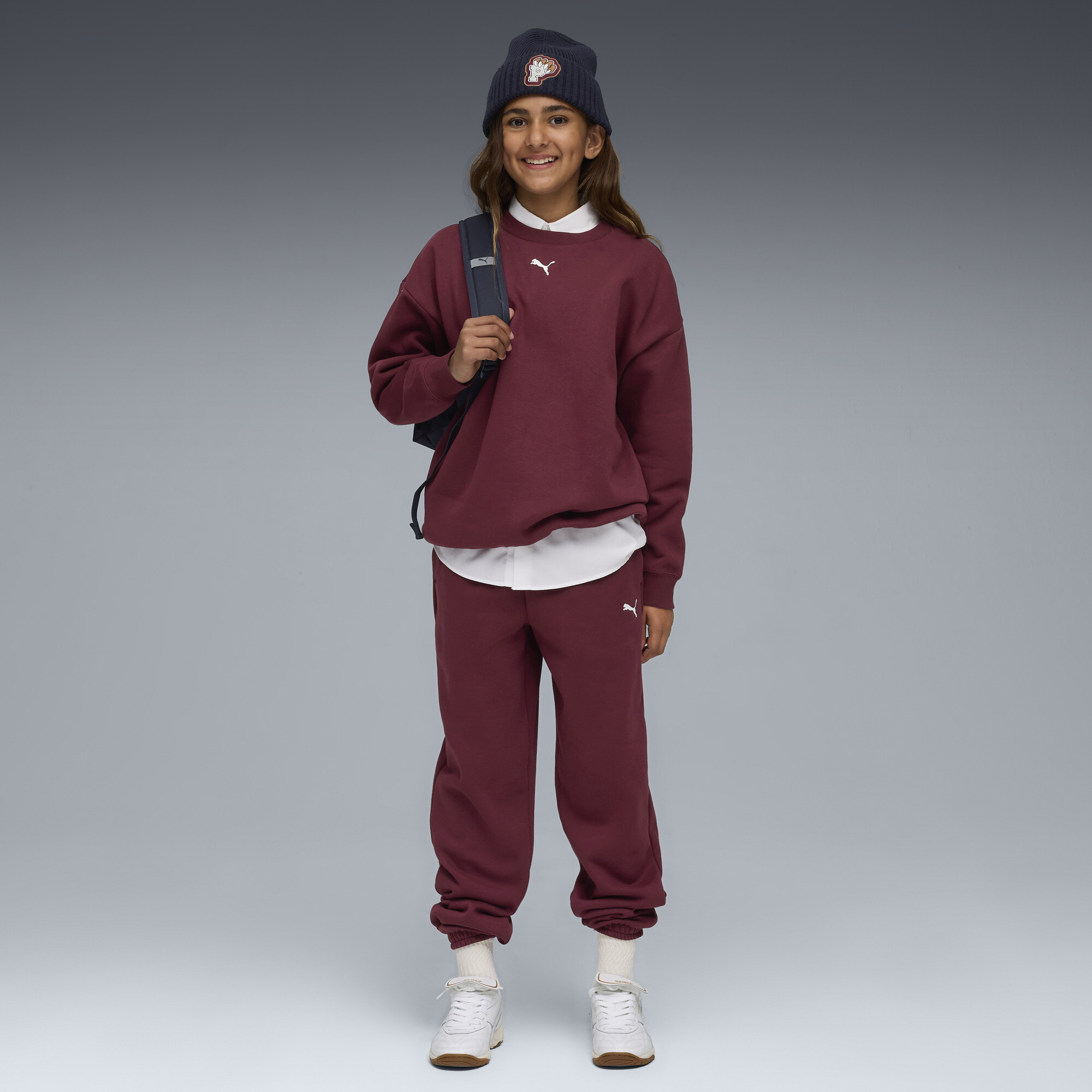 PUMA Loungewear Oversized Jogginganzug Teenager, Kleidung, Ruby Shimmer, 11-12Y