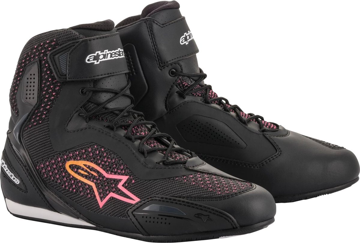 ALPINESTARS Stella Faster-3 Rideknit, Motorcycle shoes, Black-Yellow-Pink