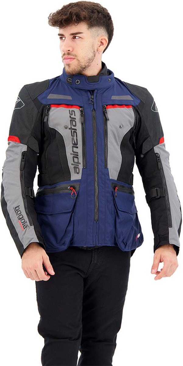 ALPINESTARS Bogotá Pro Drystar Jacket, Men's textile motorcycle, Dark Blue-Black-Bright Red