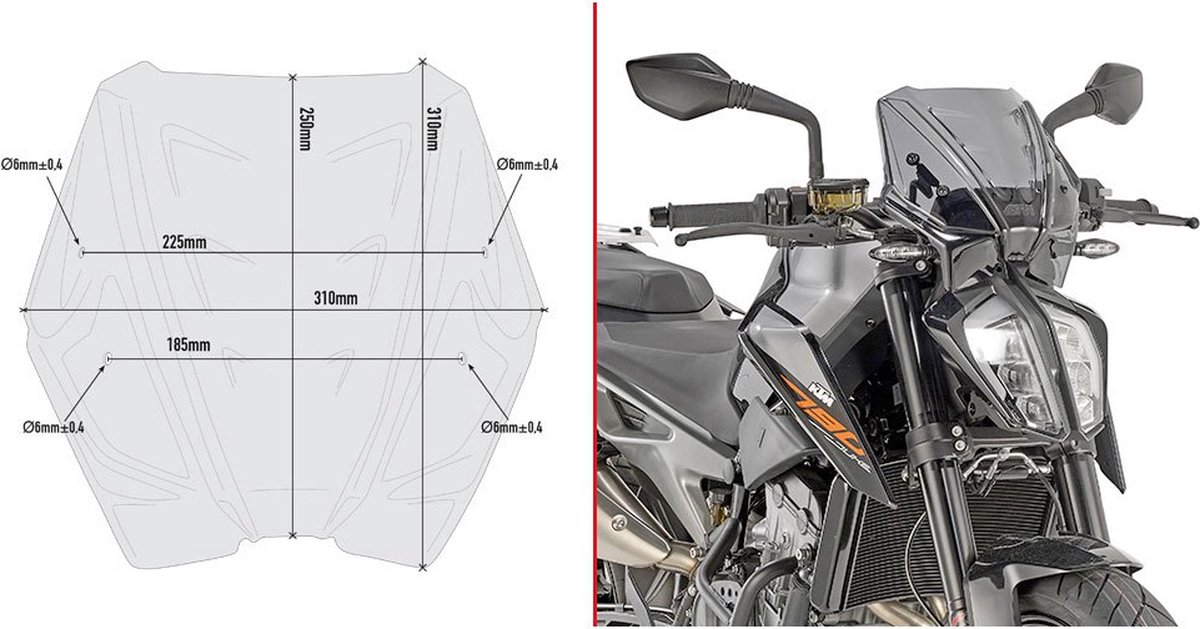 GIVI Windshield, for motorcycles and scooters, A7708 Naked bike