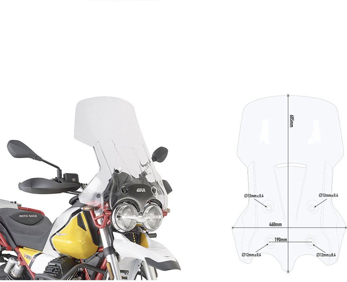 GIVI Windshield, for motorcycles and scooters, D8203ST Tall transparent