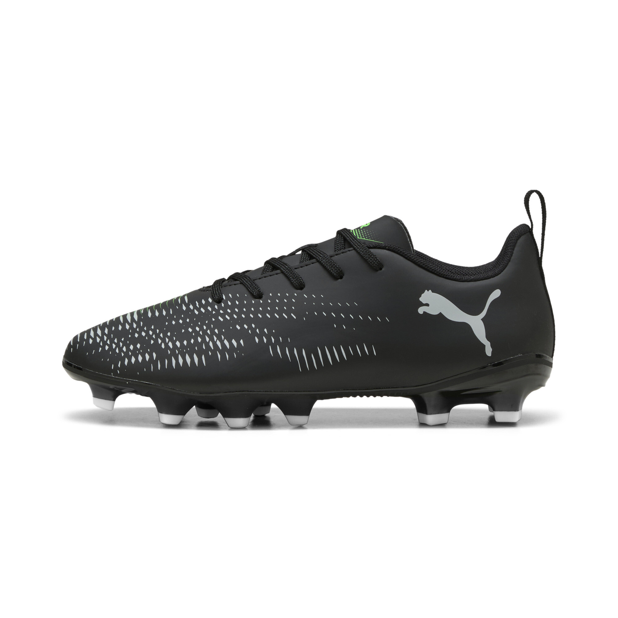 PUMA FUTURE 8 PLAY FG/AG Fußballschuhe Teenager, Schuhe, Schwarz/Cool Light Grau/Grün, 35.5