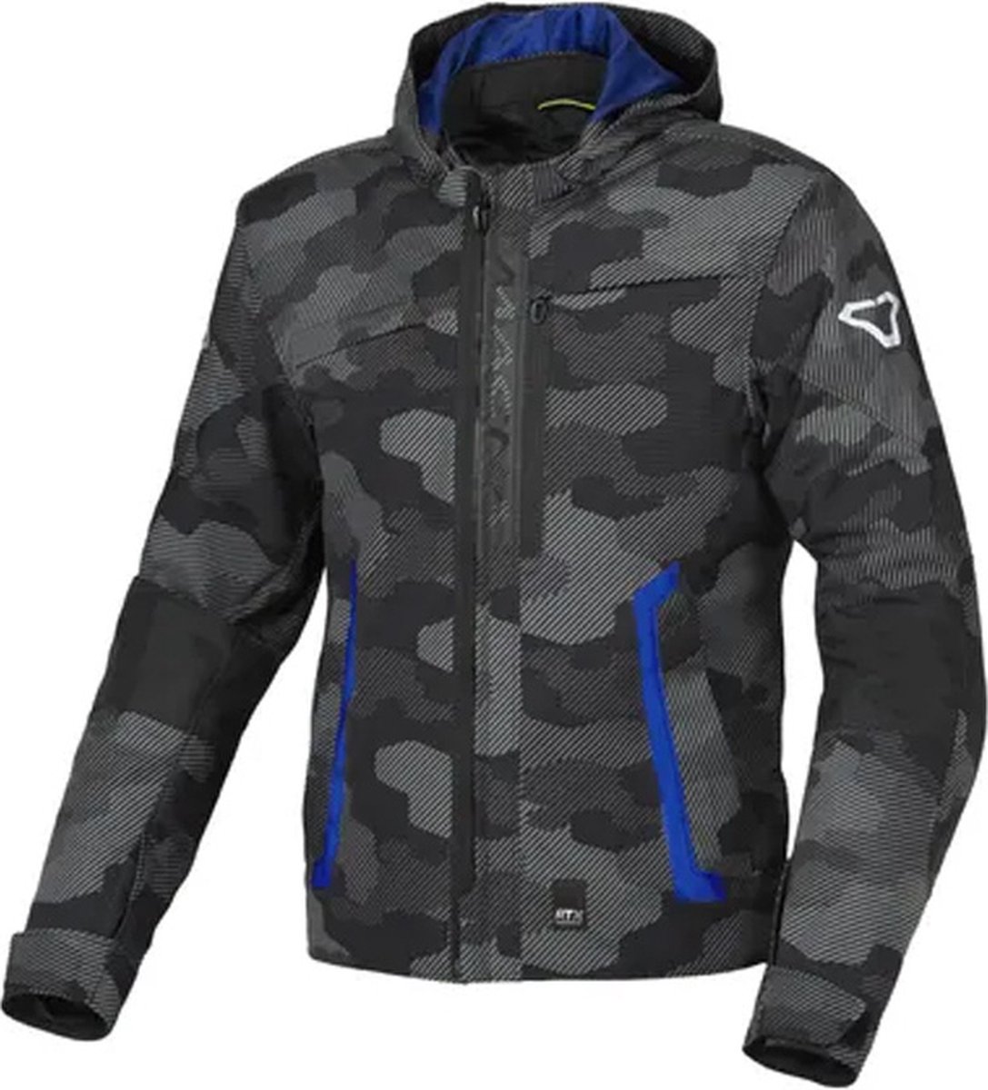 MACNA Riggor, Men's textile motorcycle jacket, Black Grey camo