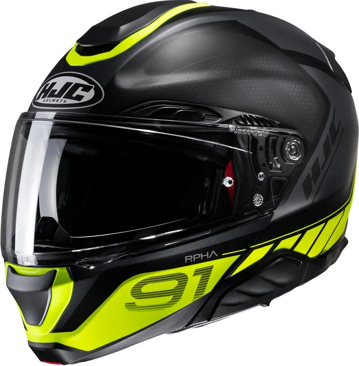 HJC RPHA-91 Rafino, Modular helmet, Matt Black Fluorescent yellow