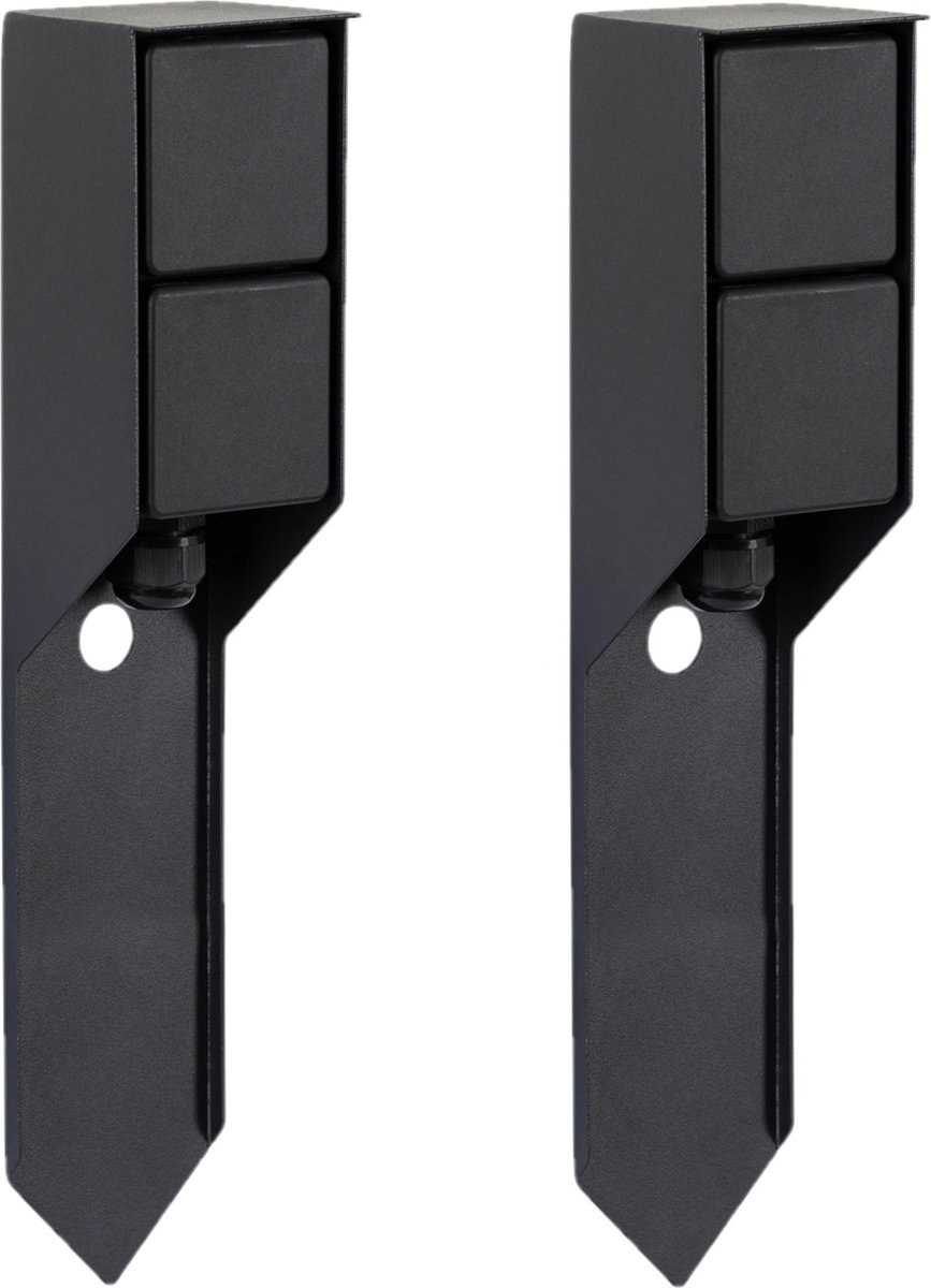 Set von 2 Außensteckdosen Double Spike Gartensteckdosen Schwarz