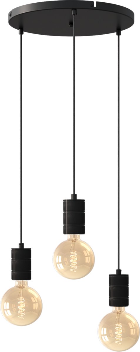 Lampen pendel Calex Multicord set zwart 3x E27