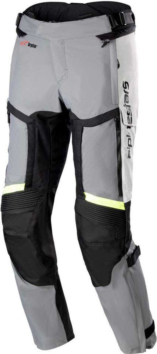 ALPINESTARS Bogotá Pro Drystar 4 Seasons Pants, Men's textile motorcycle, Ice Grey-Dark Grey-Yellow Fluo