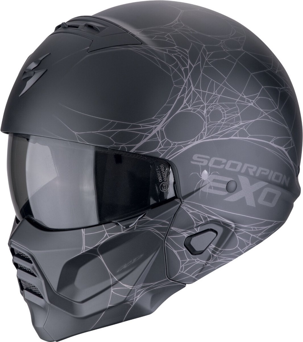 SCORPION EXO-Combat II Spiderweb Matt, Jet helmet, Black-Silver