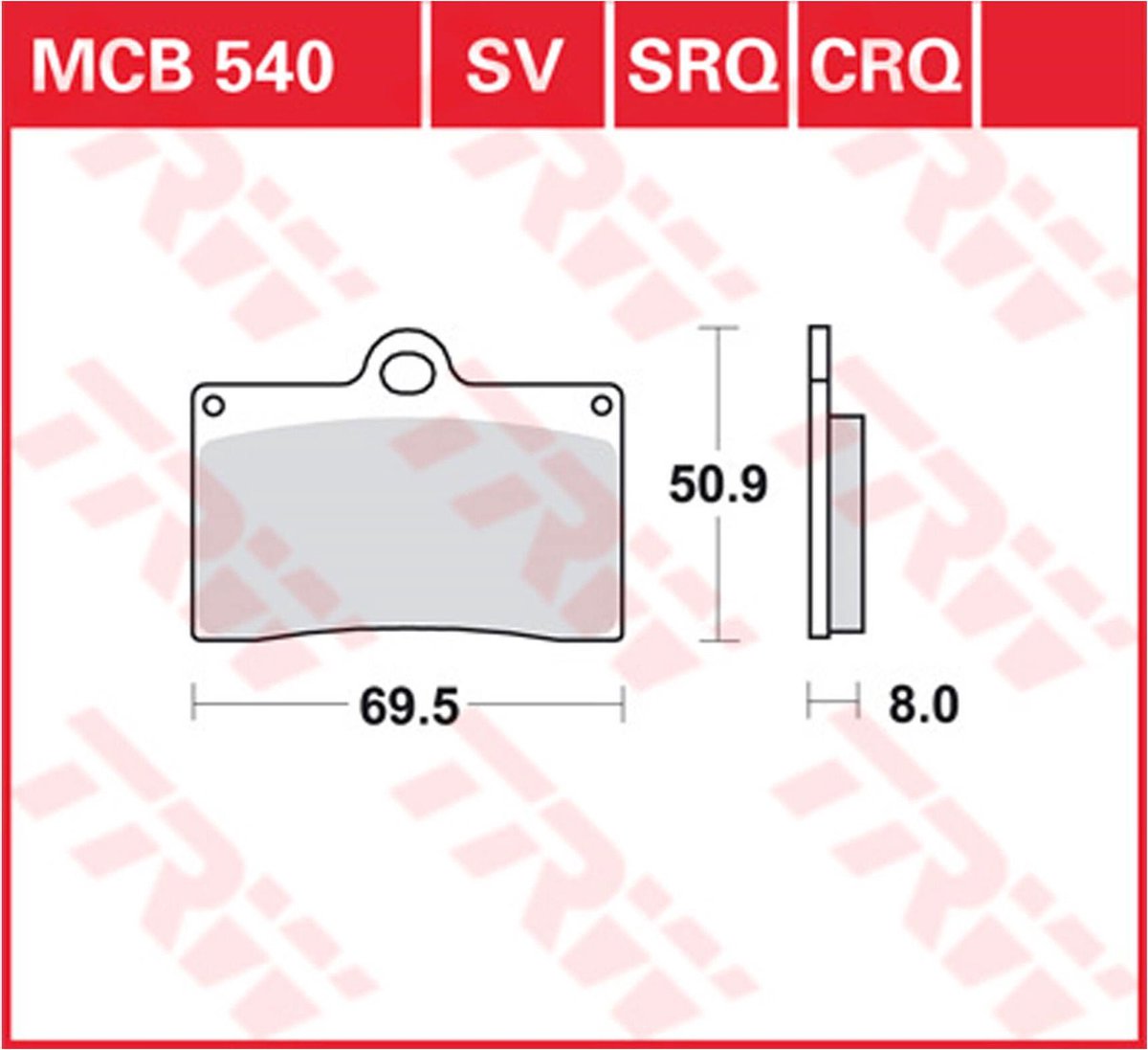 TRW Brake pads, and shoes for motorcycles, MCB540SV Sinter street