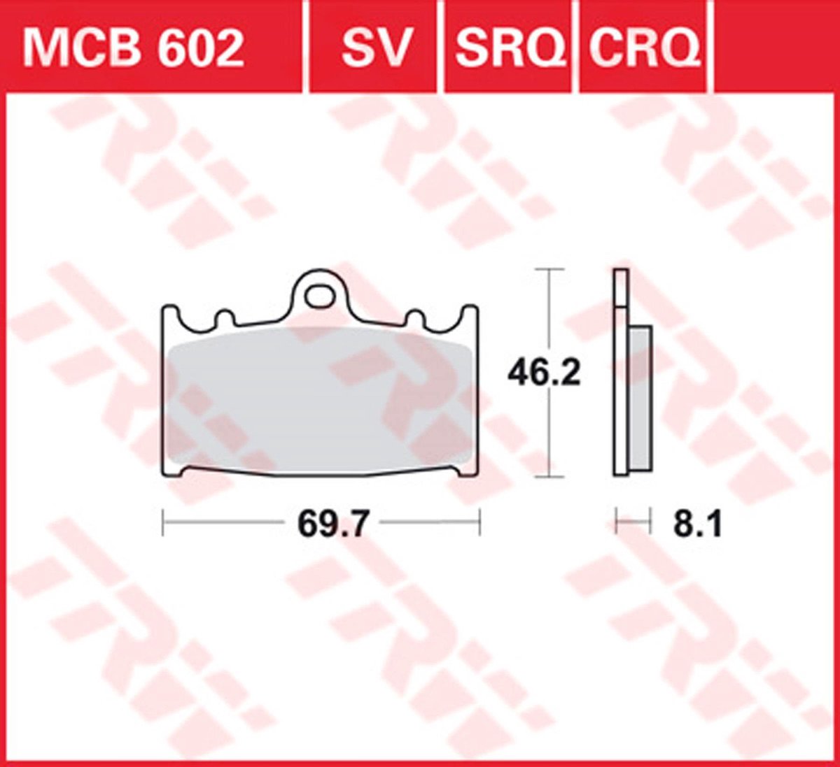 TRW Brake pads, and shoes for motorcycles, MCB602 Allround organic