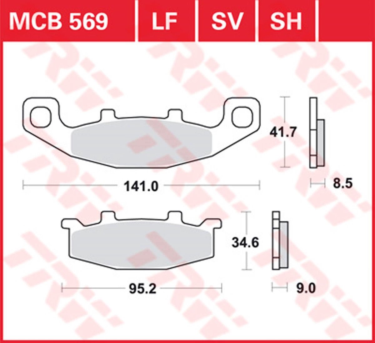 TRW Brake pads, and shoes for motorcycles, MCB569SV Sinter street