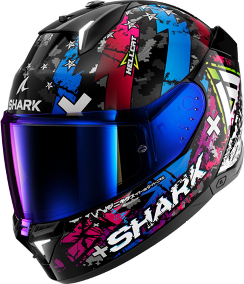 SHARK Skwal i3 Hellcat, Full-face helmet, Black-Chrome-Blue KUB