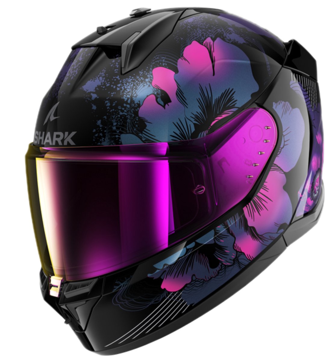 SHARK D-Skwal 3 Mayfer Lady, Full-face helmet, Black-Violet-Glitter KVX