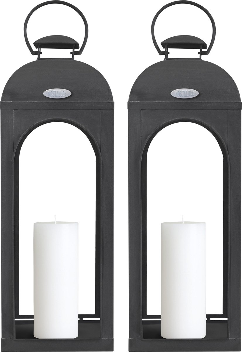 Set aus 2 Capri Windlicht Anthrazit Medium