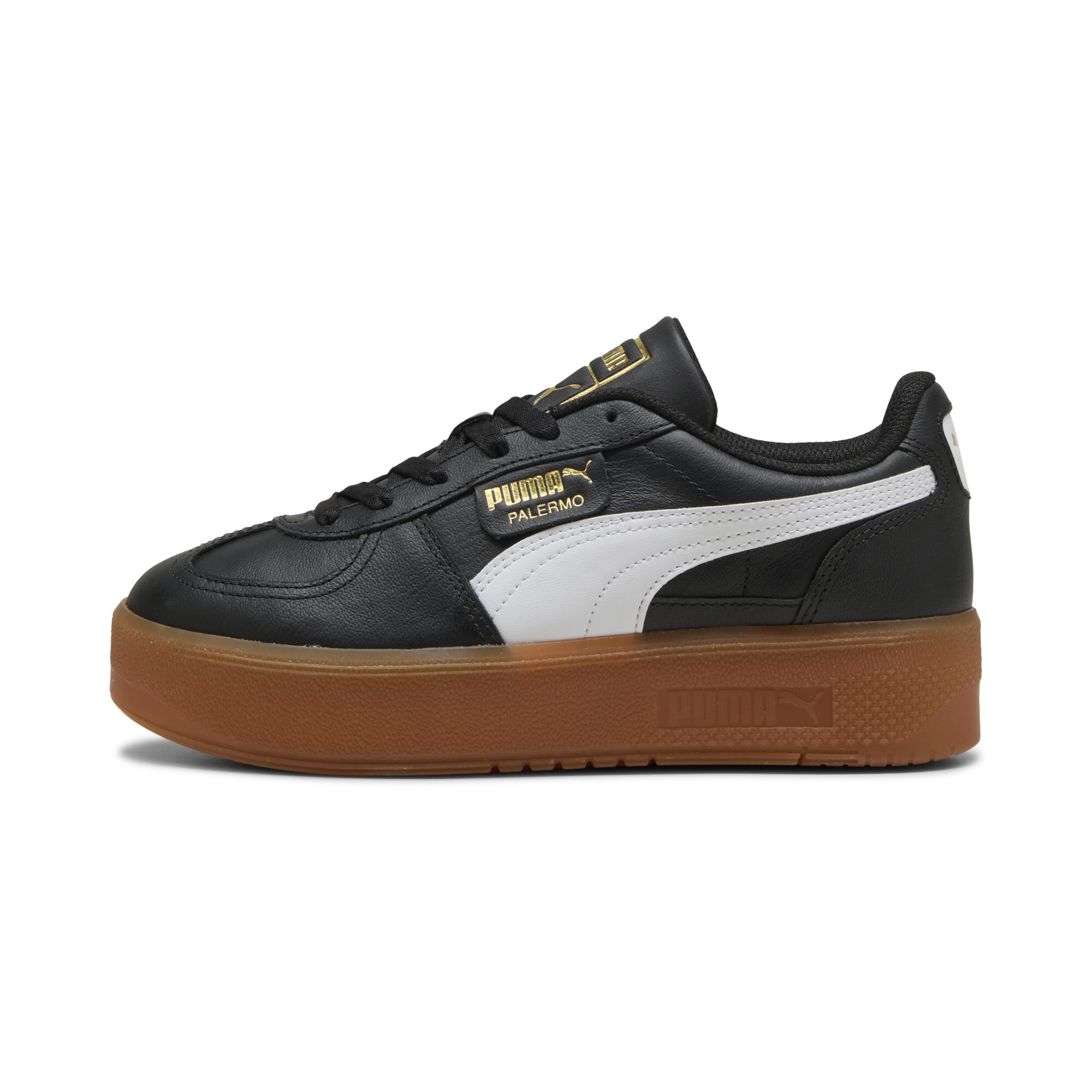 PUMA Palermo Elevata Leather Sneakers Damen, Schuhe, Schwarz/Gum, 41
