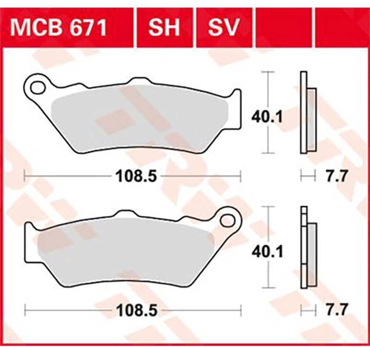 TRW Brake pads, and shoes for motorcycles, MCB671SH Sinter street