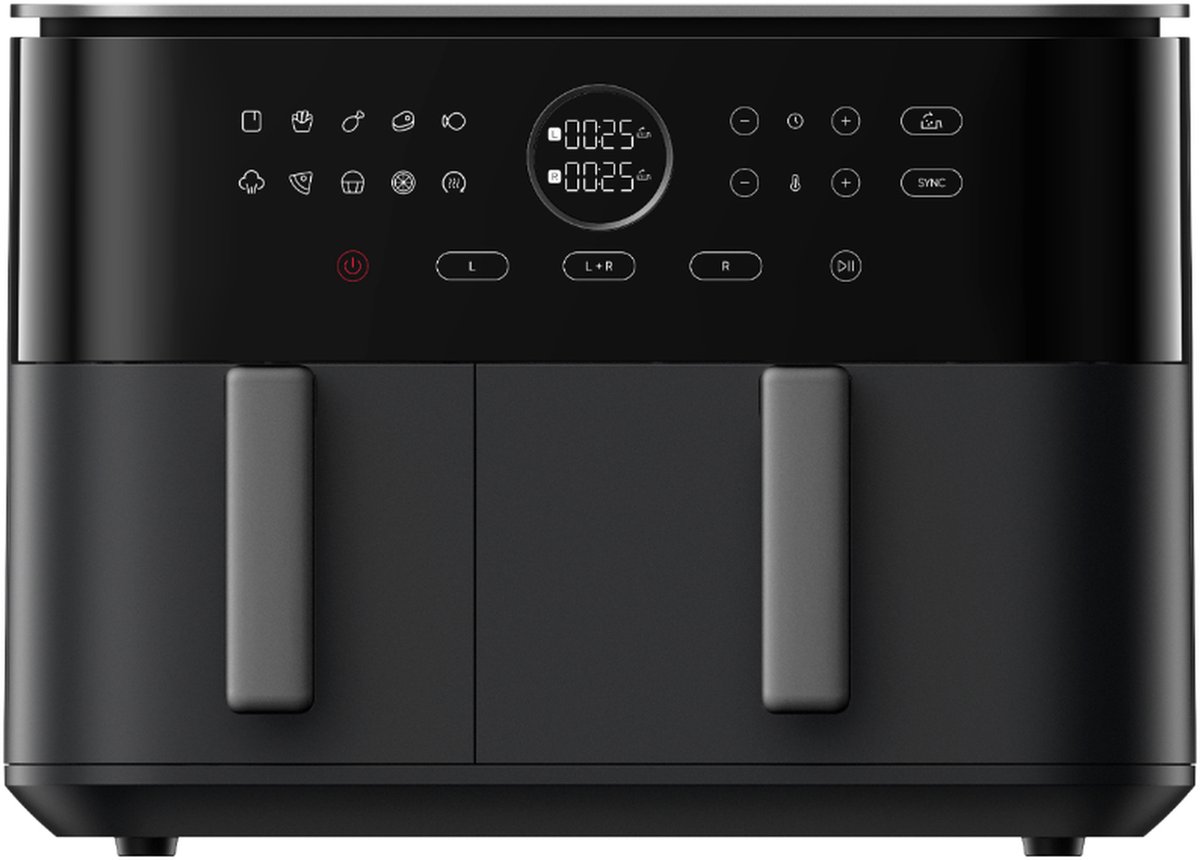 Xiaomi Dual Zone schwarz | Heißluftfritteuse | 10L (3.5L + 6.5L) | 101 Rezepte in der Cloud | 9 Modi | SYNC-Funktion | Touchbedienung | 2700 Watt