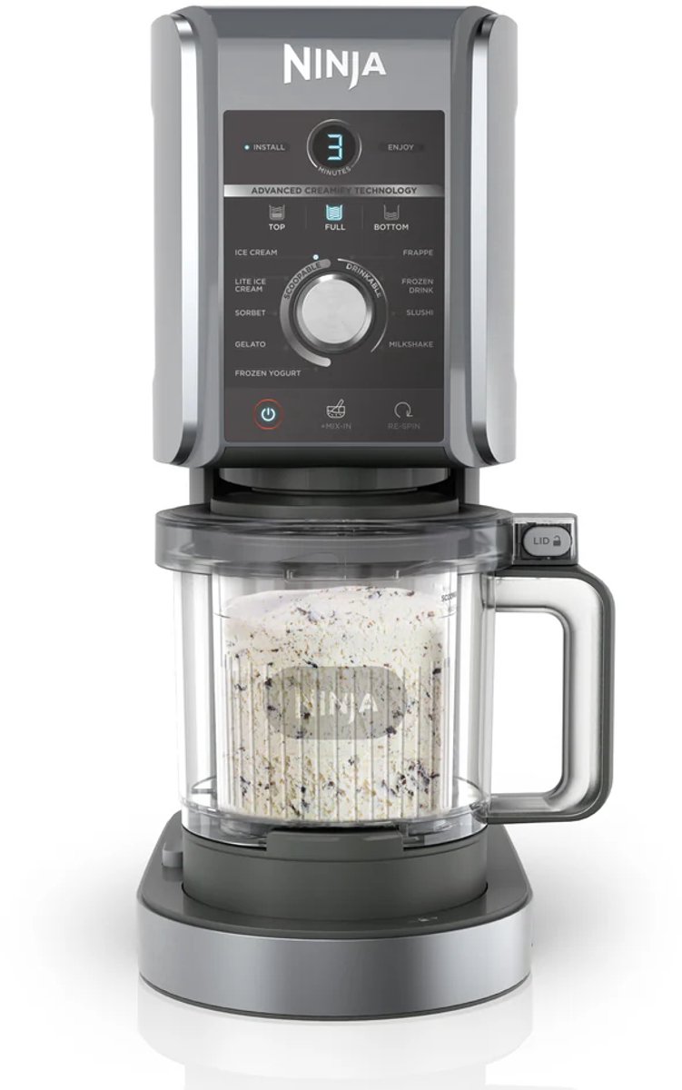 Ninja Creami Deluxe NC502EU schwarz | Eismaschine | 10 voreingestellte Programme | 0,709 l Eisbecher | Spülmaschinenfestes Zubehör | 800 W Leistung