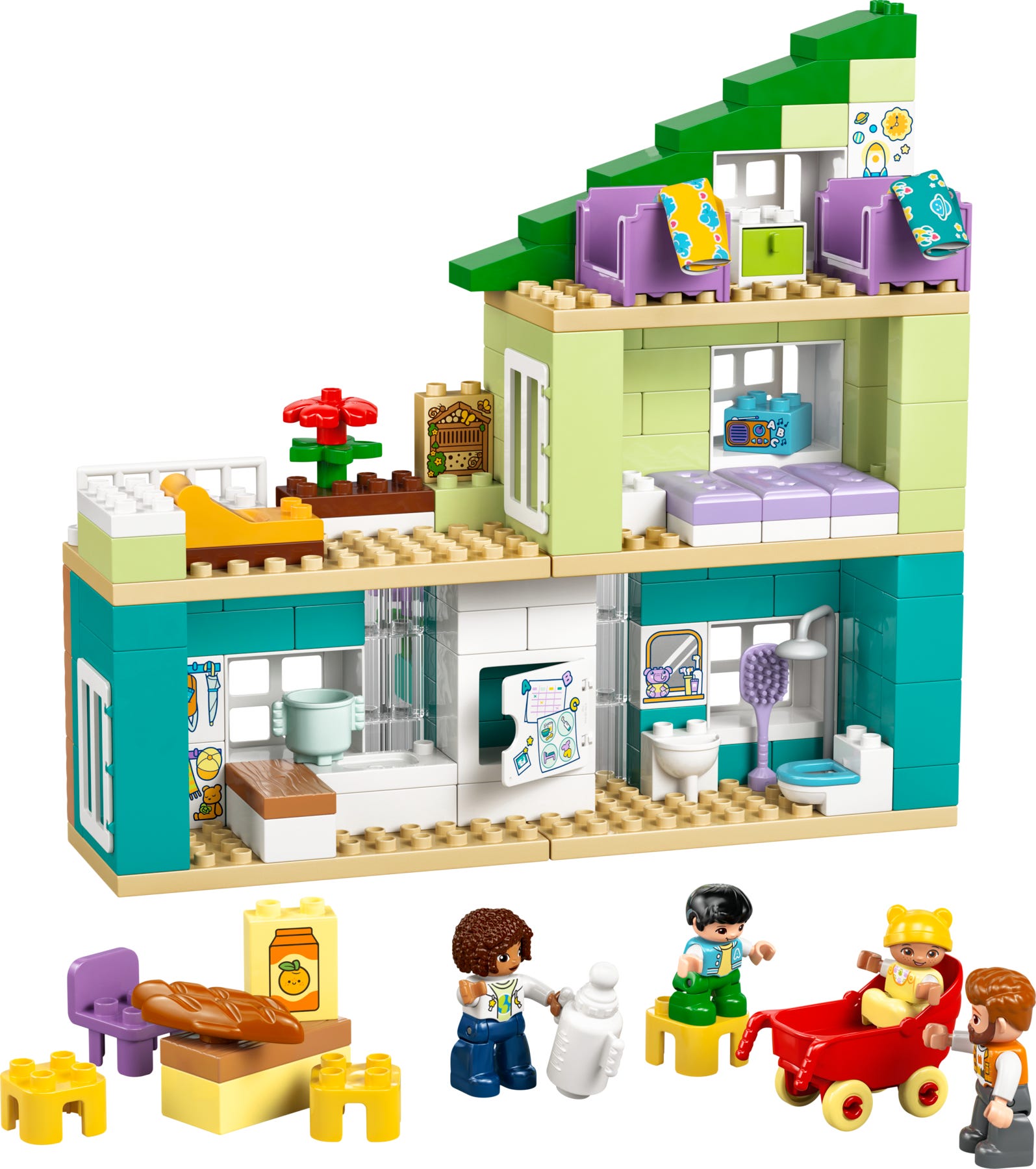 Modernes Familienhaus mit Figuren - 3-in-1-Set