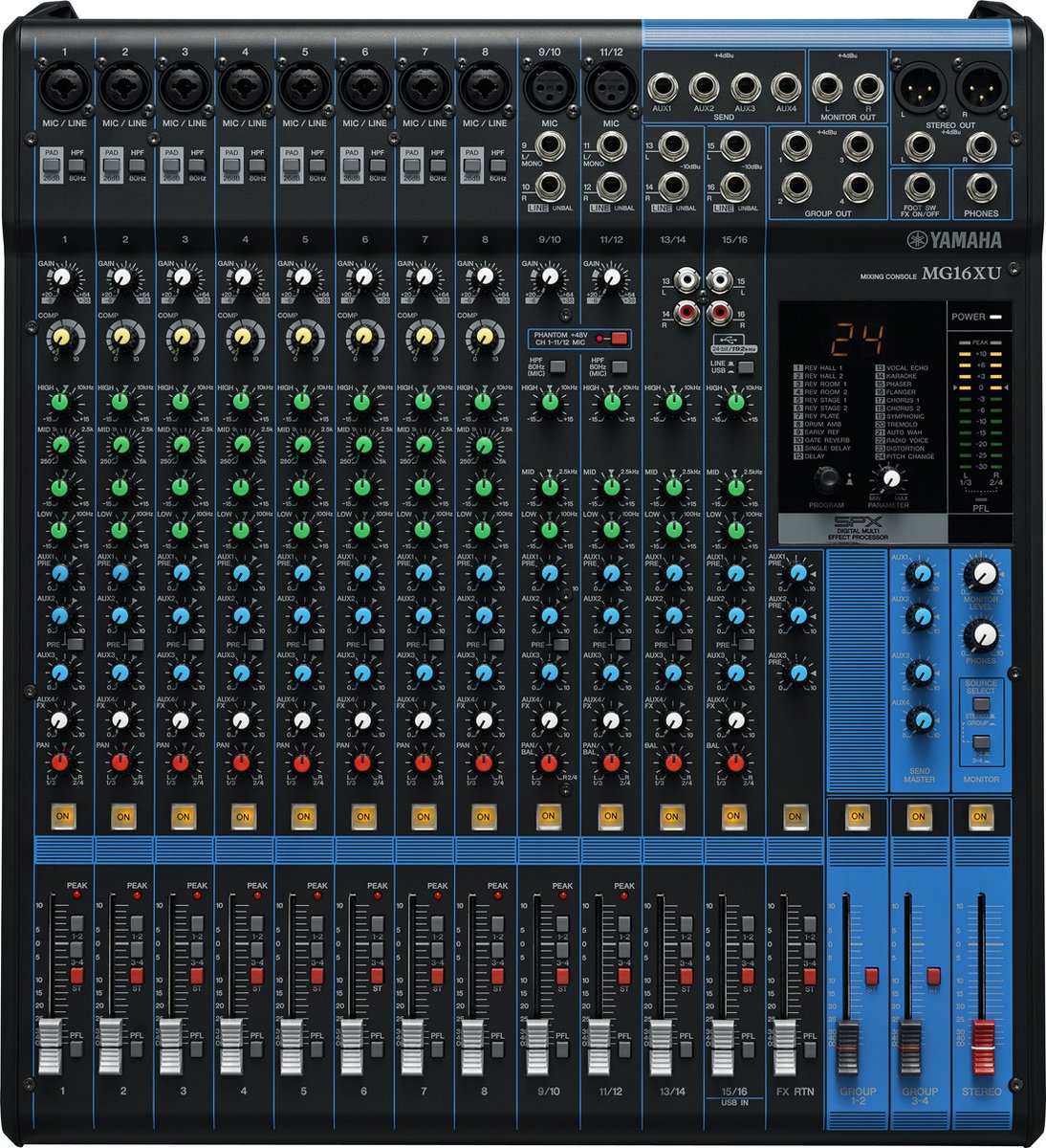 Yamaha MG16XU Mixer, SPX Effekt, USB, 10 Mikrofoneingänge, 4 Stereoeingänge