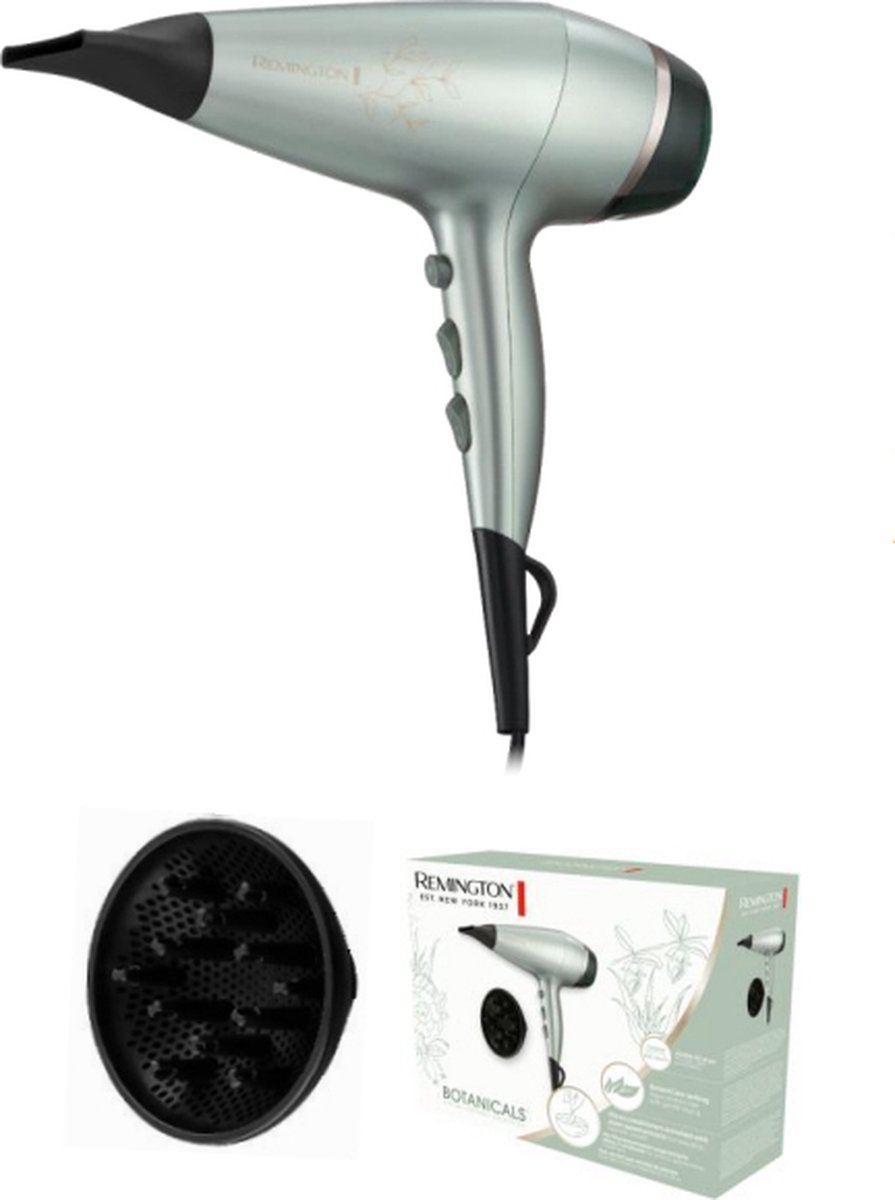 Remington AC5860 grün | Haartrockner | 2.300 Watt | Diffusor | Ionenpflege | Echte Kaltstufe | BotaniCare | leicht zu reinigender Luftfilter