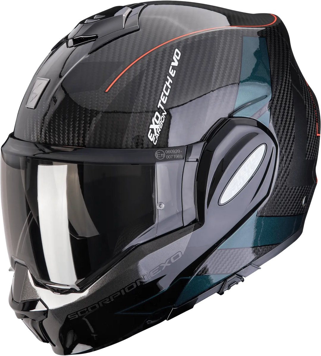 SCORPION EXO-Tech Evo Carbon Cad, Modular helmet, Black-Green