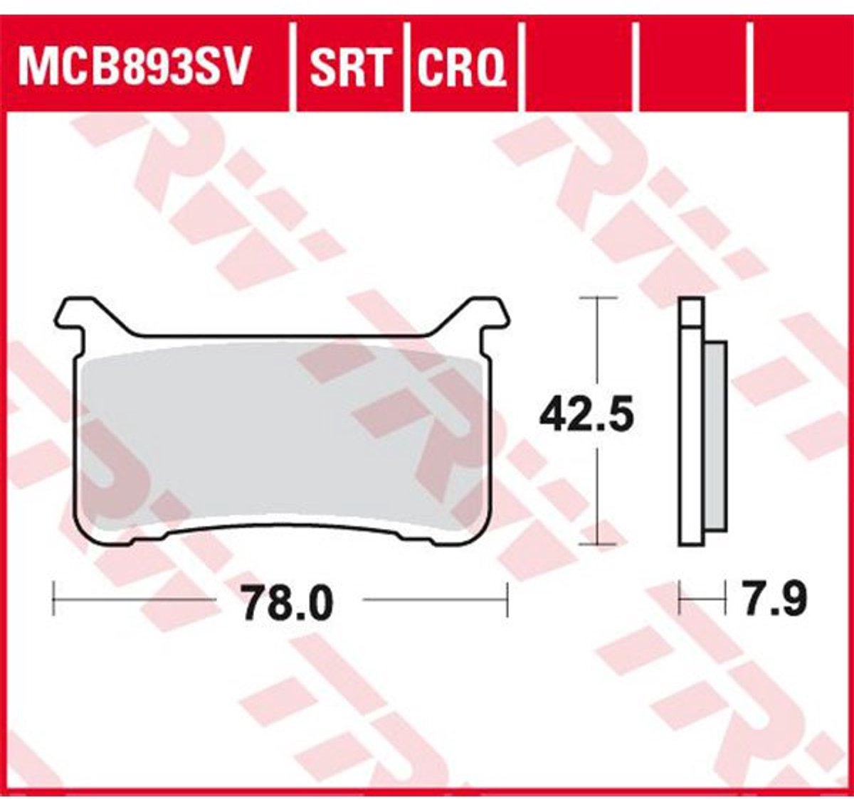 TRW Brake pads, and shoes for motorcycles, MCB893SV Sinter street