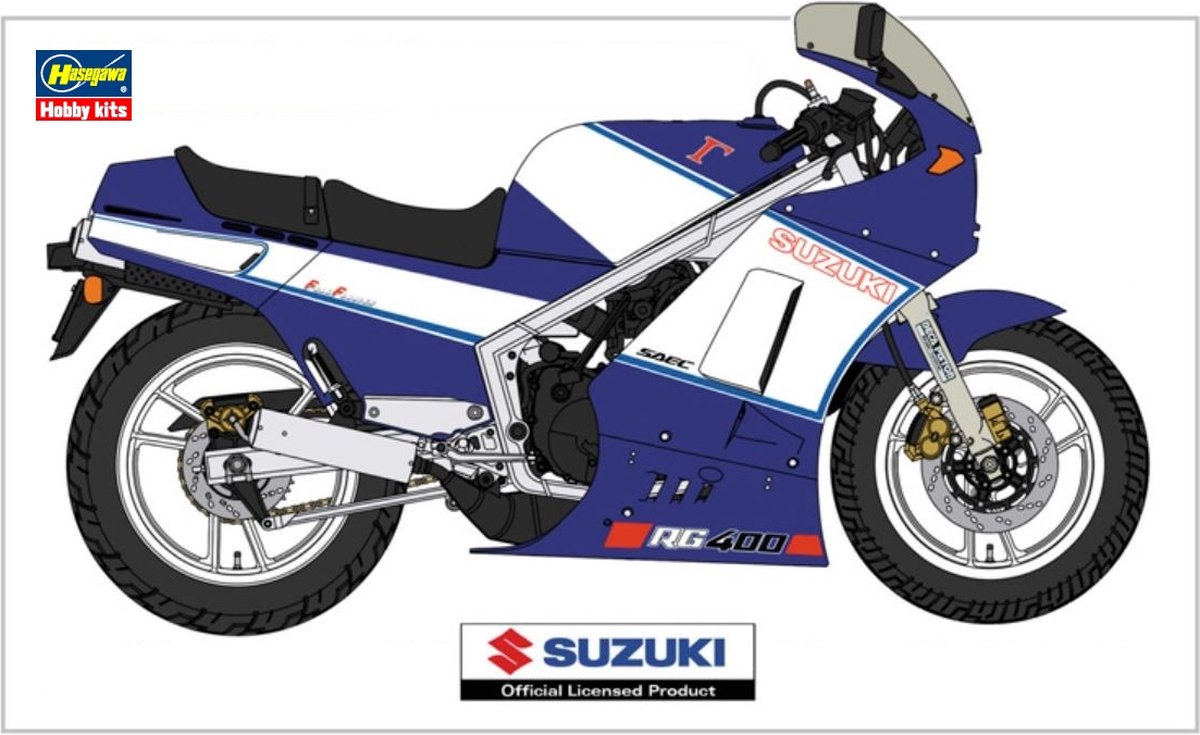 Suzuki RG400I, späte Version, Blau-weiss