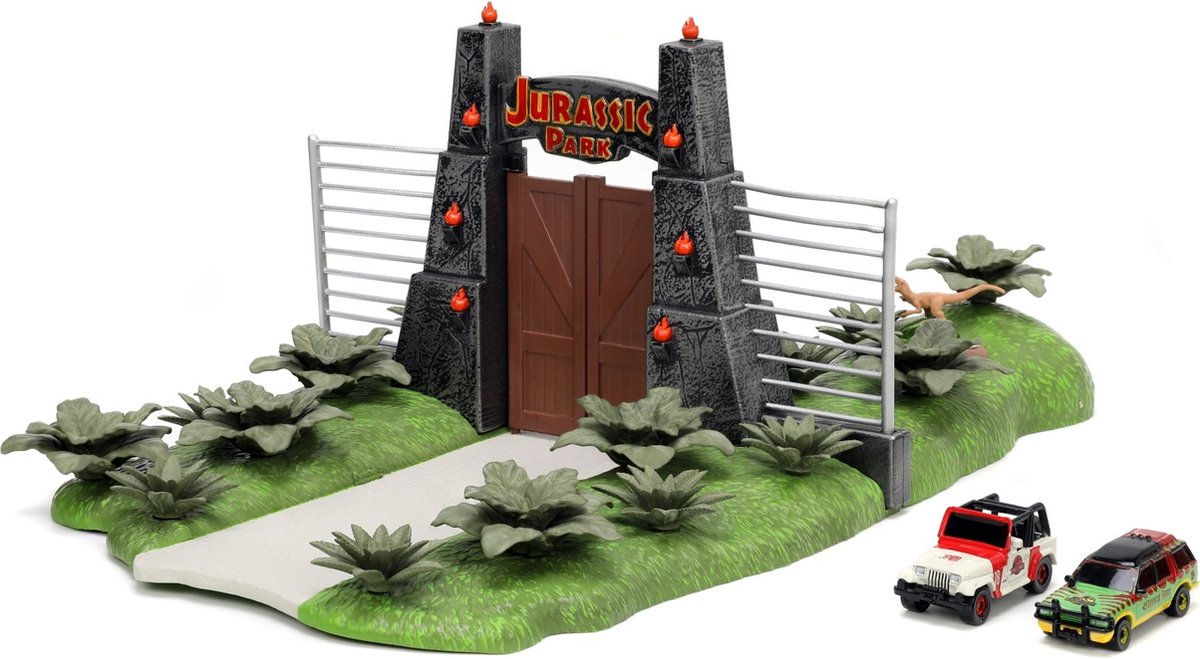 Jurassic Park 30th Anniversary Nano Scene with 2 cars Jada Toys