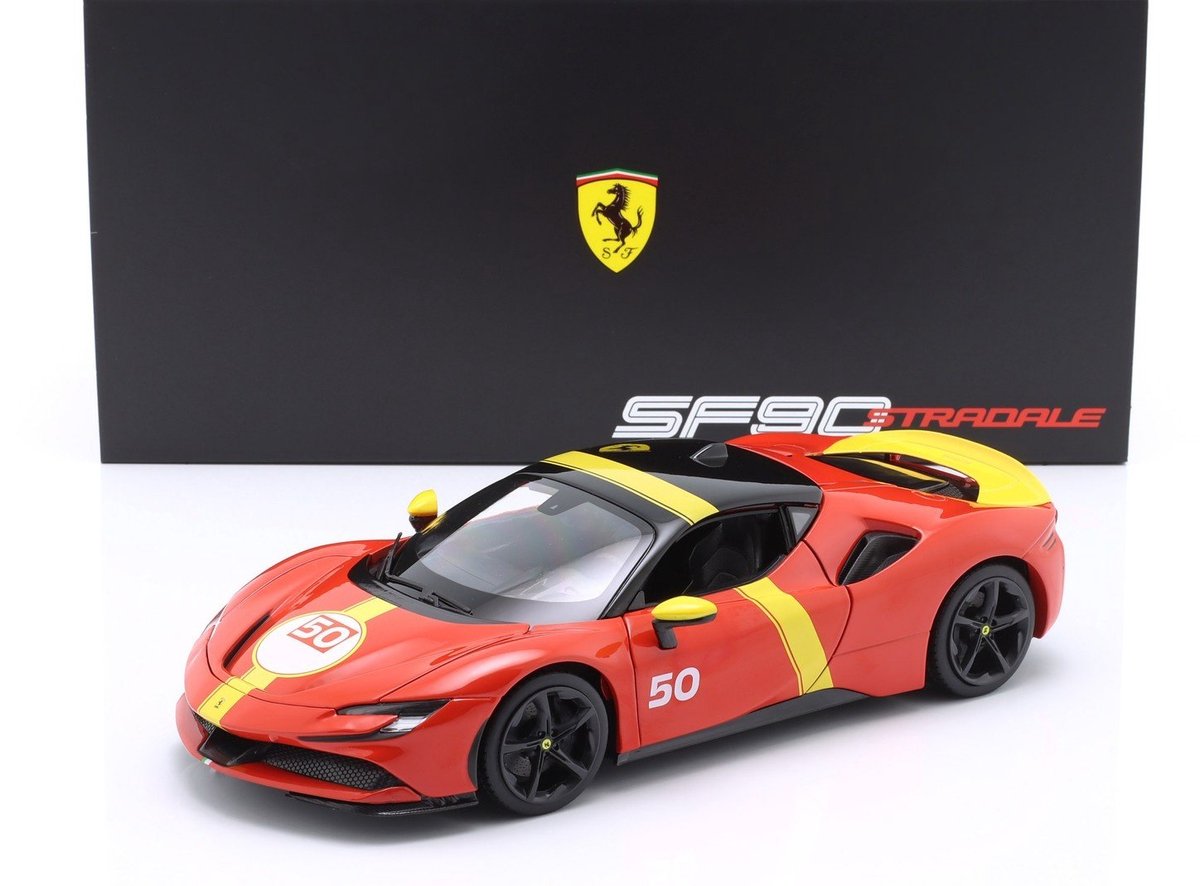 Ferrari SF90 Stradale Hybrid Assetto Fiorano #50 rot / gelb / schwarz 1:18 Bburago