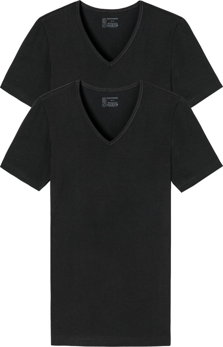 Shirts kurzarm 2er-Pack Organic Cotton tiefer V-Ausschnitt schwarz – 95/5 10