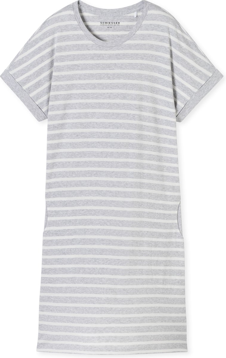 Sleepshirt kurzarm Streifen silbergrau-meliert - Casual Essentials 38