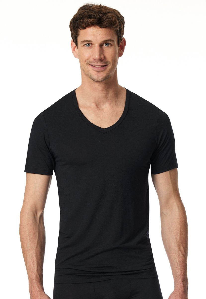 Shirt kurzarm V-Ausschnitt schwarz - Premium Modal 5