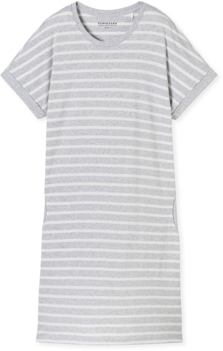 Sleepshirt kurzarm Streifen silbergrau-meliert - Casual Essentials 48