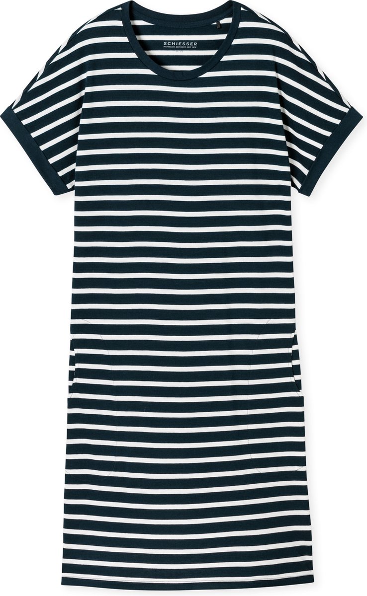 Sleepshirt kurzarm Streifen nachtblau - Casual Essentials 42