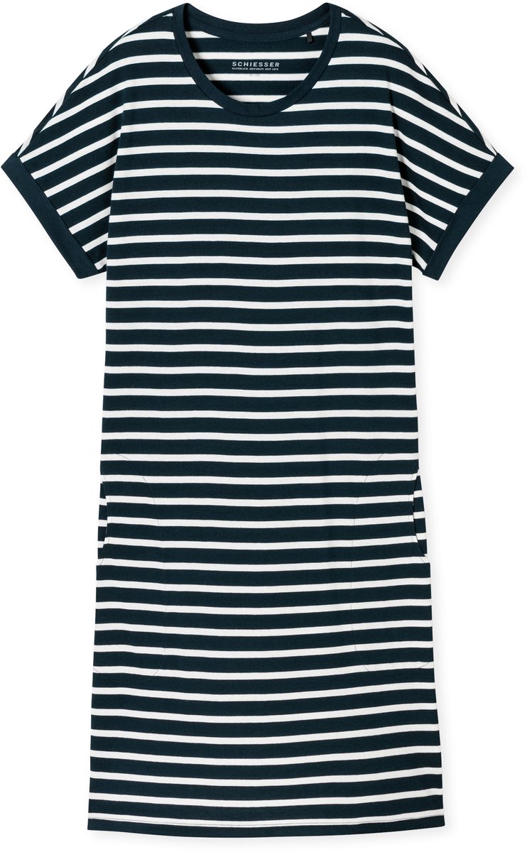 Sleepshirt kurzarm Streifen nachtblau - Casual Essentials 50