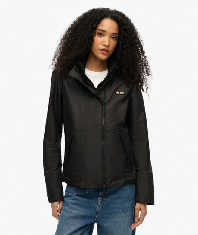 Superdry Damen Mountain Windbreaker Jacke mit Kapuze Schwarz - Größe: 38