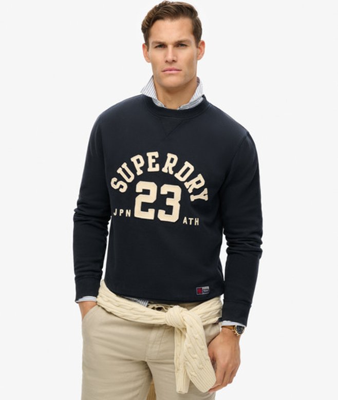 Superdry Herren Vintage Athletic Crew Sweatshirt Navy - Größe: XL