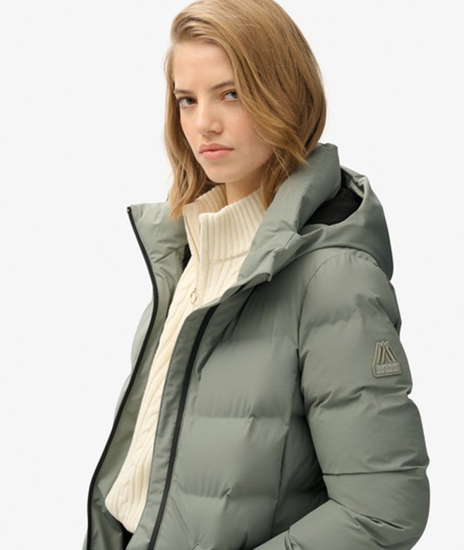 Superdry Damen City Mid Steppjacke Green - Größe: 34