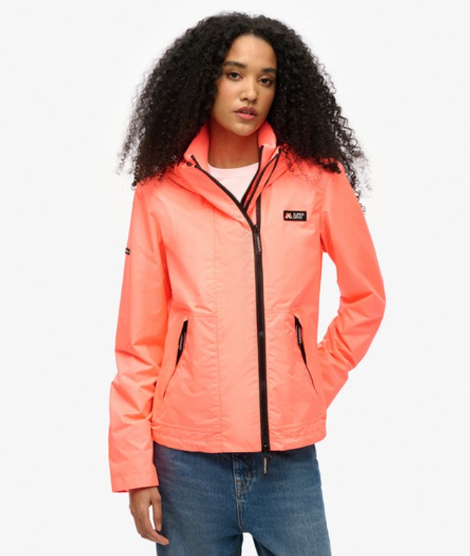 Superdry Damen Mountain Windbreaker Jacke mit Kapuze Koralle - Größe: 34