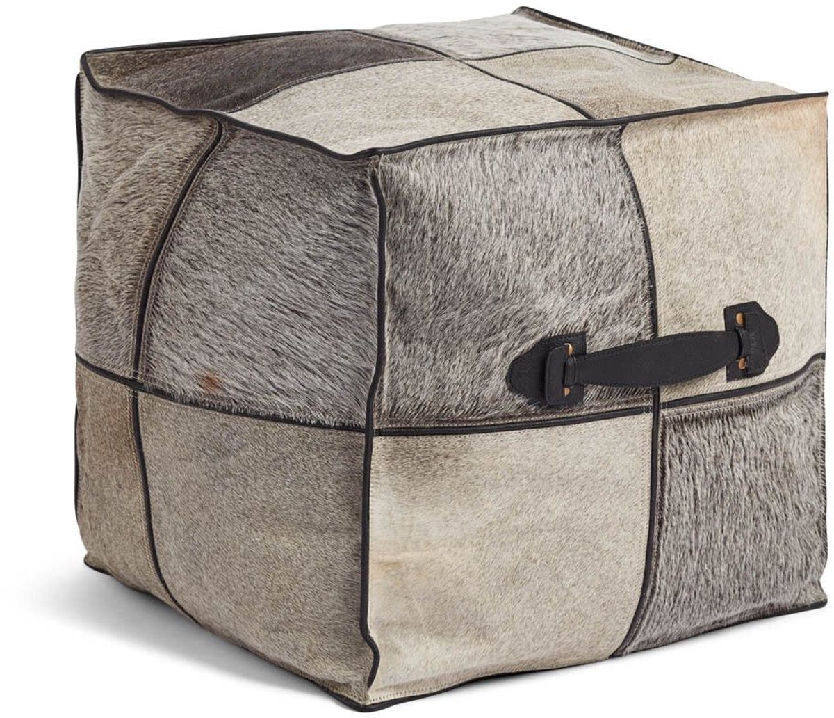 Hocker mit Griff | Brasilien | Hochwertiger Kalbsleder | 45x45x45 cm