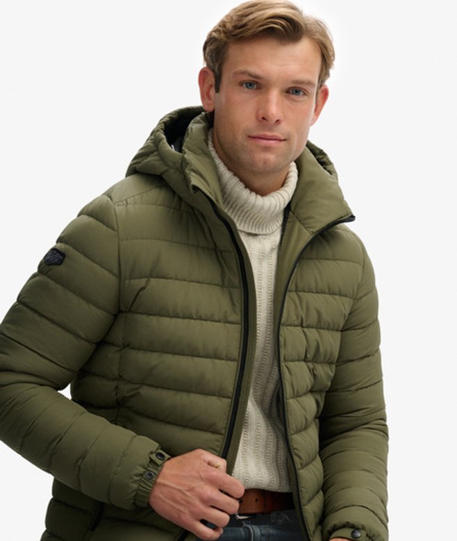 Superdry Herren Fuji Steppjacke mit Kapuze Green - Größe: Xxl