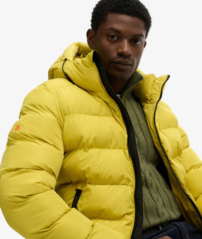 Superdry Herren Kapuzen-sportpufferjacke Yellow - Größe: XL