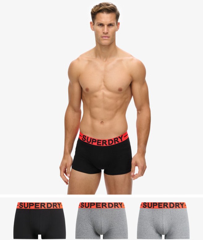Superdry Herren Boxershorts im Dreierpack Grau - Größe: M