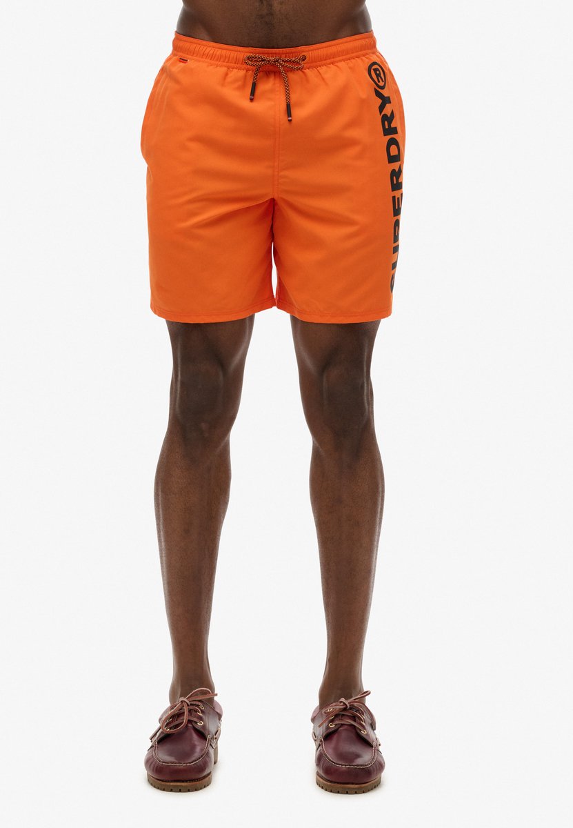 Superdry Herren 43,2 cm Sport-badeshorts mit Grafik Orange - Größe: S