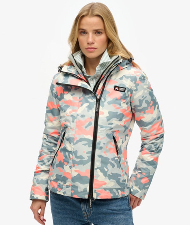 Superdry Damen Mountain Windbreaker Jacke mit Kapuze Grau - Größe: 40