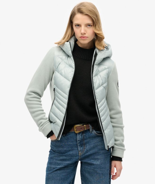 Superdry Damen Storm Fleecejacke mit Kapuze Hellgrau - Größe: 42