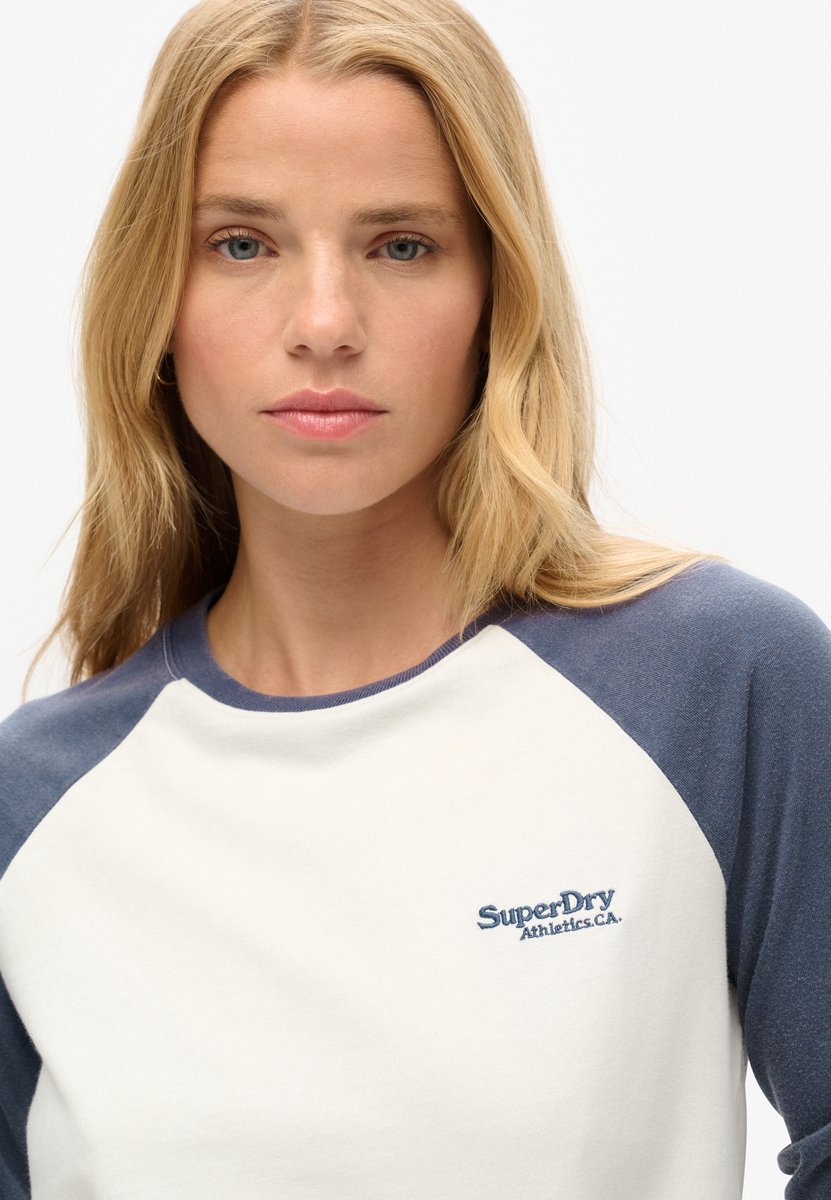Superdry Damen Essential Baseballoberteil mit Langen Ärmeln und Logo Marineblau - Größe: 36