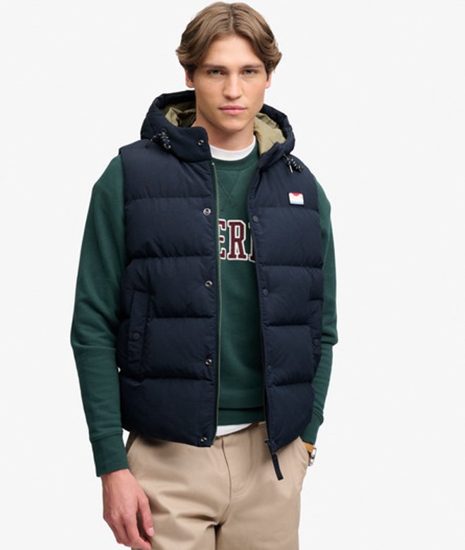 Superdry Herren Everest Kurze Pufferjacke mit Kapuze Orange - Größe: Xxl